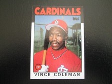 VINCE COLEMAN 1986 TOPPS ROOKIE BASEBALL CARD # 370 NMMT+. rookie card picture