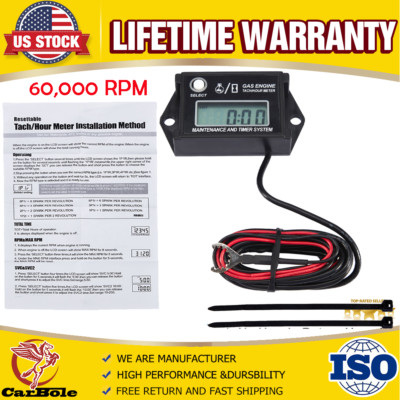 Waterproof Digital Tiny Tach Hour Meter Tachometer Outboard For 2/4 Stroke New
