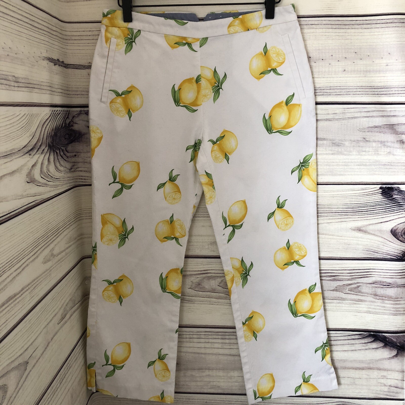 Tommy Hilfiger White Lemon Print Capri Pants | eBay