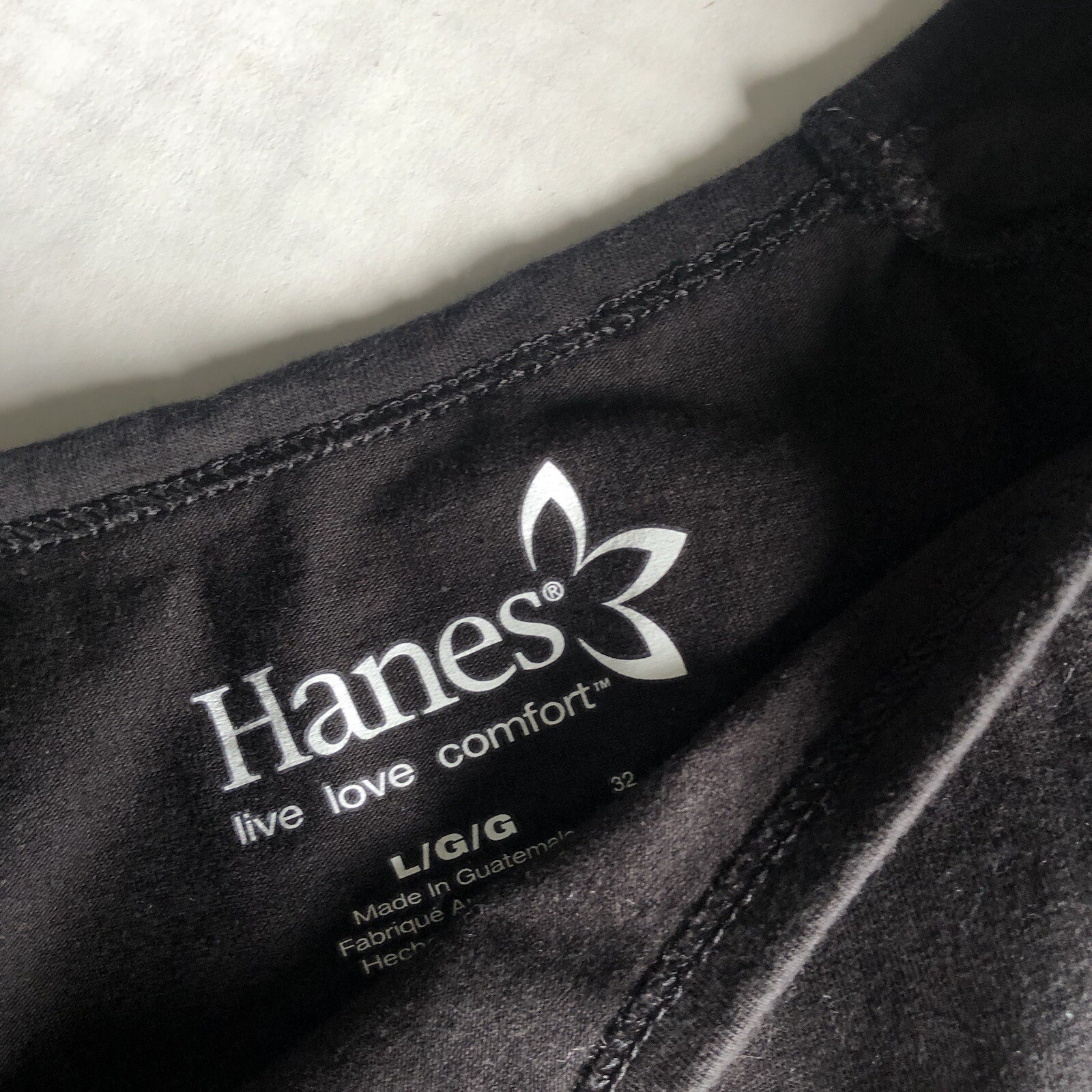 Hanes Black Solid Basic 3/4 Sleeve Top Sz L A990 - image 2