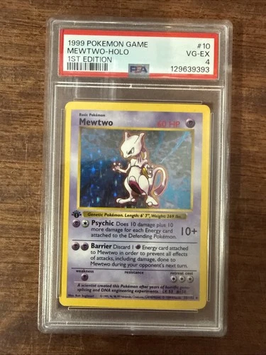 1999 Pokemon Base Set 1st Edition Shadowless Holo Mewtwo #10 PSA 4