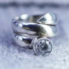 Size 5.75, vintage Sterling 925 silver handmade wrap swirly ring with Cz