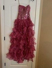 Sherri Hill Pink Strapless Jeweled Prom Dress Size 0 EUC