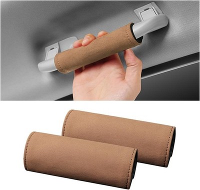 2PCS Car Interior Door Handle Protector, Soft & Comfortable Leath Color: Brown