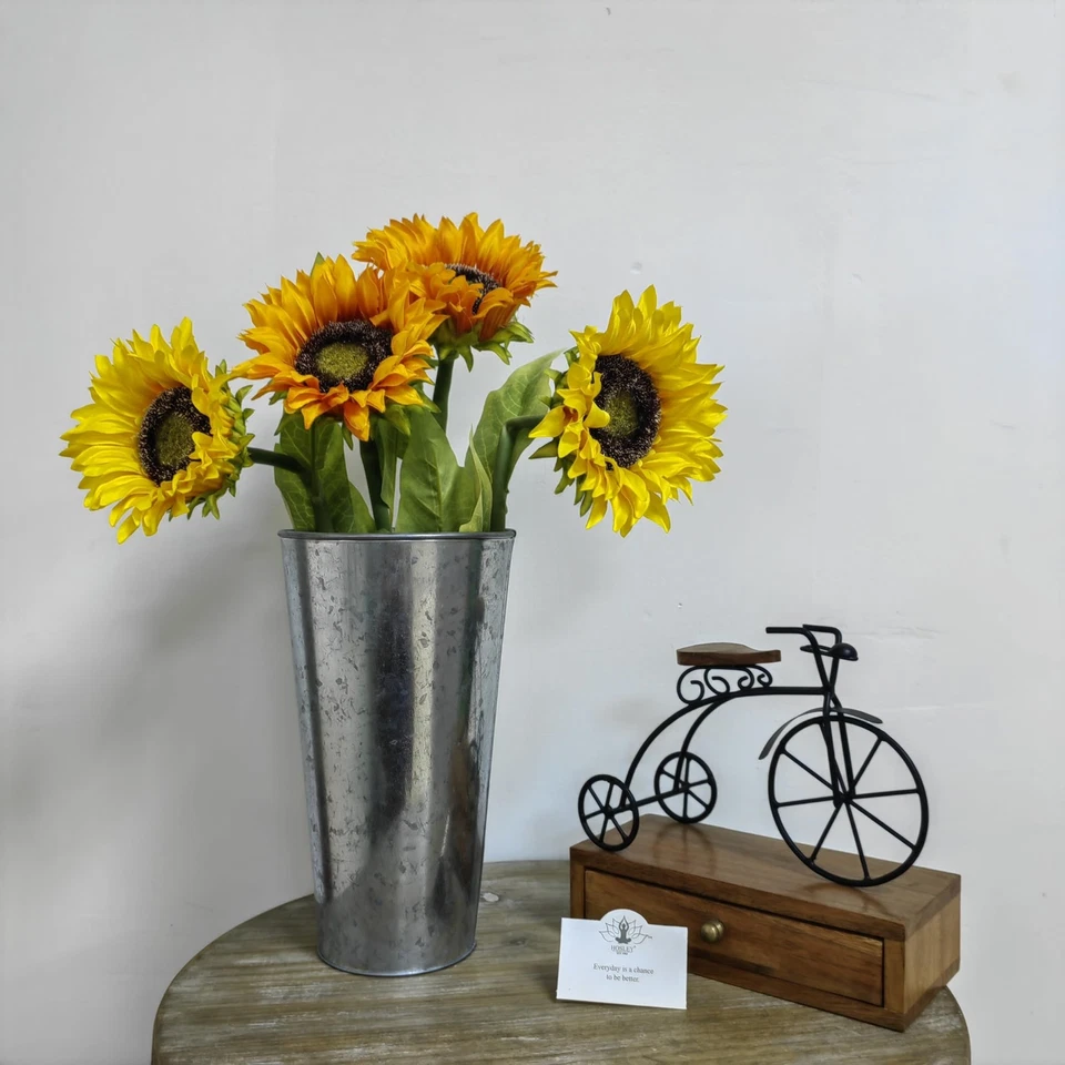 Hosley Mejora tu Decoración con Juego de 3 Jarrones Galvanizados/Cubos Franceses - 5"... Foto 3 de 4