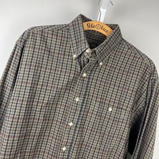 Vintage 90s Orvis Mens L Plaid Flannel Shirt 100 Cotton Grunge Indie Outdoors