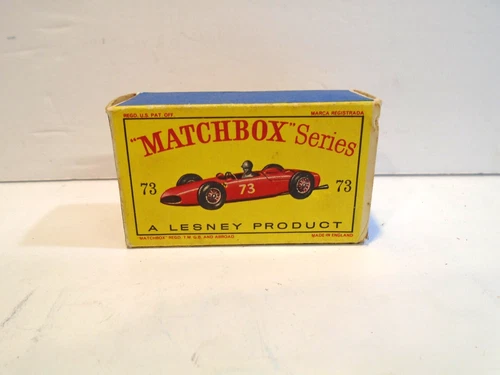 Matchbox 73 Ferrari F1 Racing Car D type Box - Vintage 1964 Lesney England