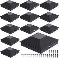 4x4 Post Caps Black(Actual 3.5" x 3.5"), 12 Pack Fence Post Caps with 24 Screws