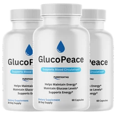 GlucoPeace Blood Health Support Supplement - Gluco Peace - 3 Bottles 