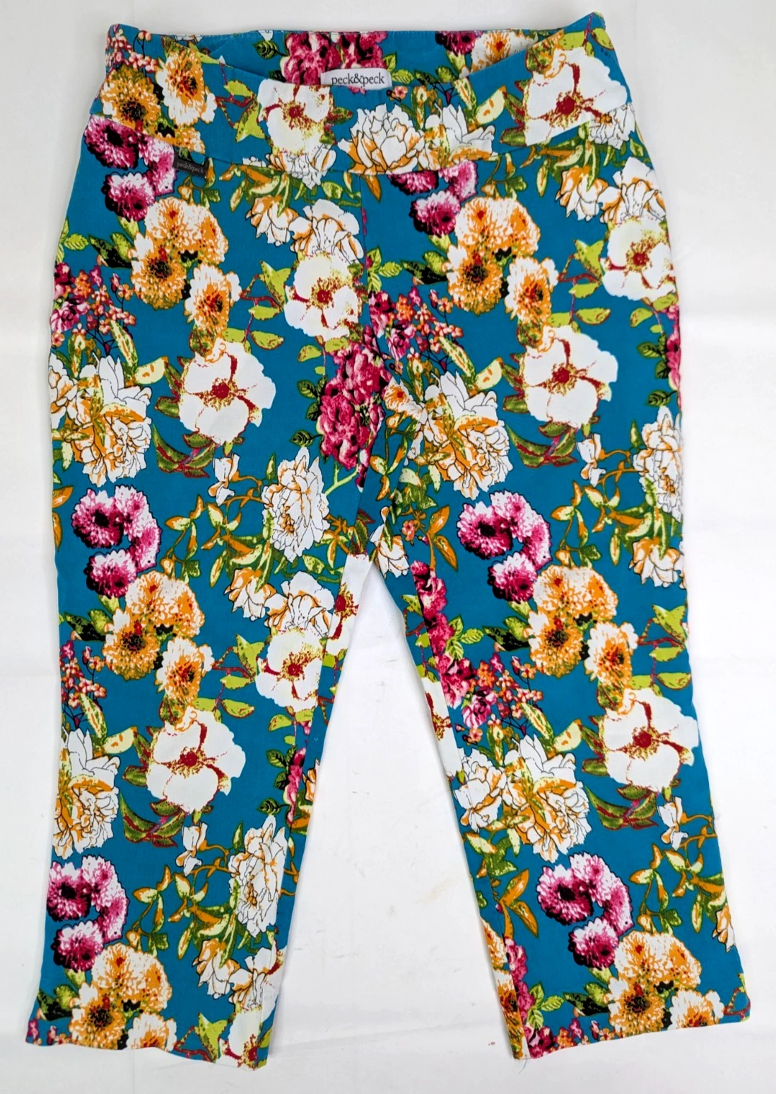 Peck & Peck Multicolor Floral Capris, Women 10P (Petite) 29x20.5 Colorful Flower