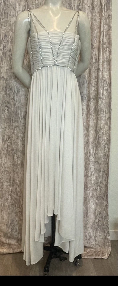 Maxi Vestido Estévez Vintage Años 60 70 Blanco Alto Bajo Talla Pequeña Foto 4 de 4