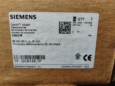 Siemens OpenAir TM GCA Spring Return Rotary Electronic Damper Actuator