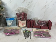 Vintage Wire Mesh Hair Rollers/ Perm Rod Lot~120 Pieces~Various Sizes~Picks~Pins