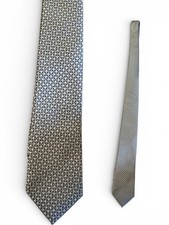 Perry Ellis Portfolio Mens Silver Gray Geometric Silk Blend Necktie 48  