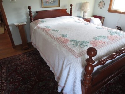 PLUSH Soft Peachy/Pinks & Greens FLORAL Cotton CHENILLE BEDSPREAD - 87'' x 102''
