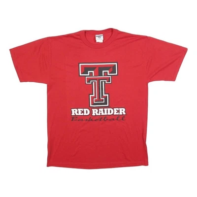 JERZEES T-Shirt Homme Rouge Basketball Graphique Manches Courtes Col Rond L - Photo 1/4
