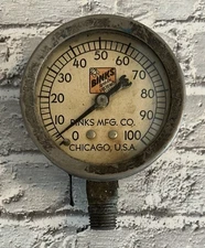 Vintage Binks Spray Systems Pressure Gauge Glass Face Chicago USA Steampunk