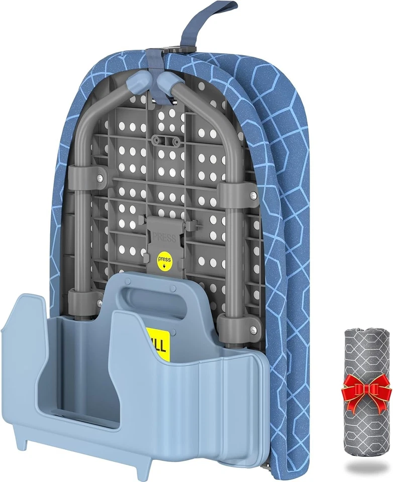 Kleines Bügelbrett Tischplatte mit Bügelhalter, 2 hitzebeständige Bezüge, klappbar - Bild 3 von 4