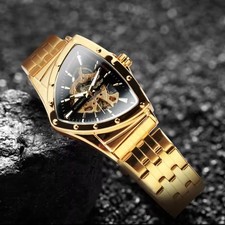 Herren Automatikuhr - Mechanische Herrenuhr Dreieck Armbanduhr Edelstahl Uhr