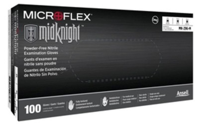 Microflex MIDKNIGHT Nitrile Gloves Powder Free MK296L CASE ( 10 BOXES) LARGE