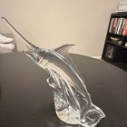 Unmarked Clear Glass Swordfish Figurine Sculpture Glossy Nautical 3D Effect — photo 1