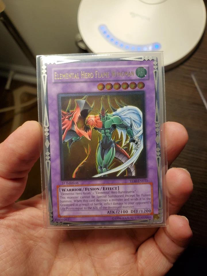 Elemental Hero Flame Wingman Ult 第 1 版 TLM-EN035 近乎完好金色邮票 * 阅读光盘 * — 第 3/4 张图片