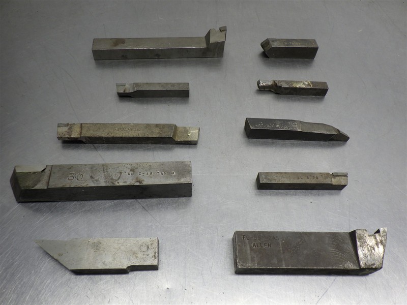 Lot of 10 Brazed Carbide Lathe Tool Holders Various Styles/Sizes (As Shown) 