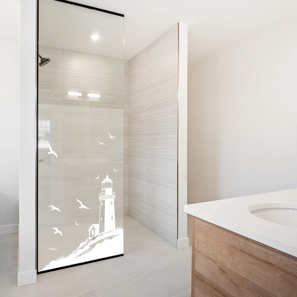 Sichtschutzfolie Milchglasfolie Motiv Duschfolie Duschkabine YX001-08 Leuchtturm - Bild 2 von 4