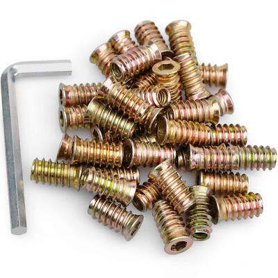 40 Pcs 1/4 Inch-20 x 20mm Furniture Screw In Nut Threaded Wood Inserts Bolt