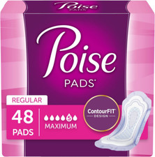 Poise Incontinence Pads, Maximum Absorbency, Regular  