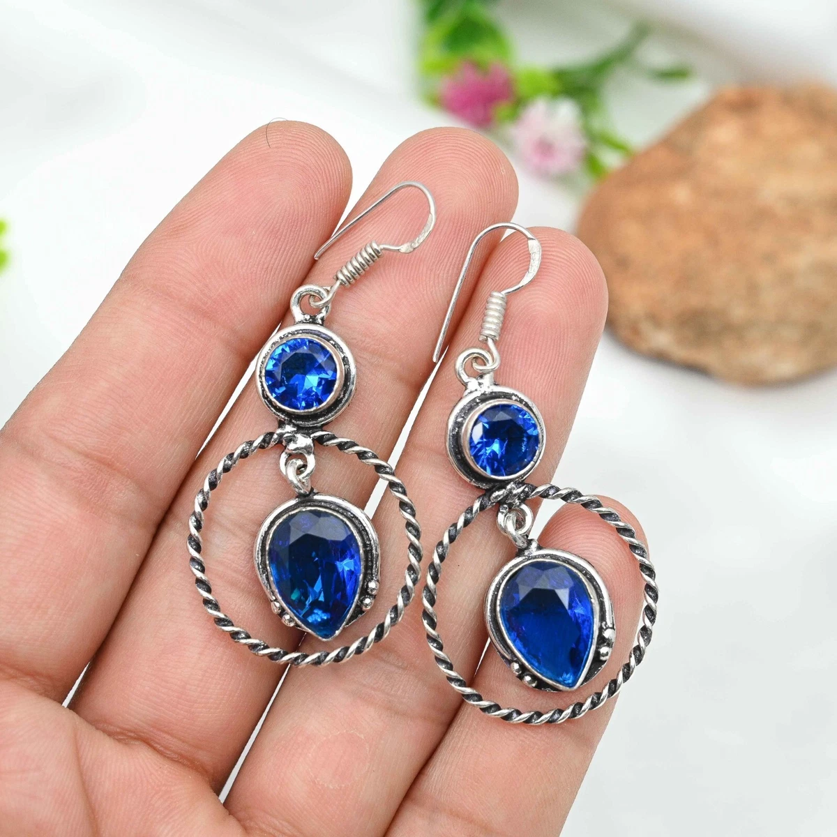 Michooyel Swiss Blue 1.5ct Topaz S925 Oval Cut Sterling Silver Gemstone Stud Earrings Accessories Fine Jewelry for Women : Buy Online at Best Price in KSA - Souq is now