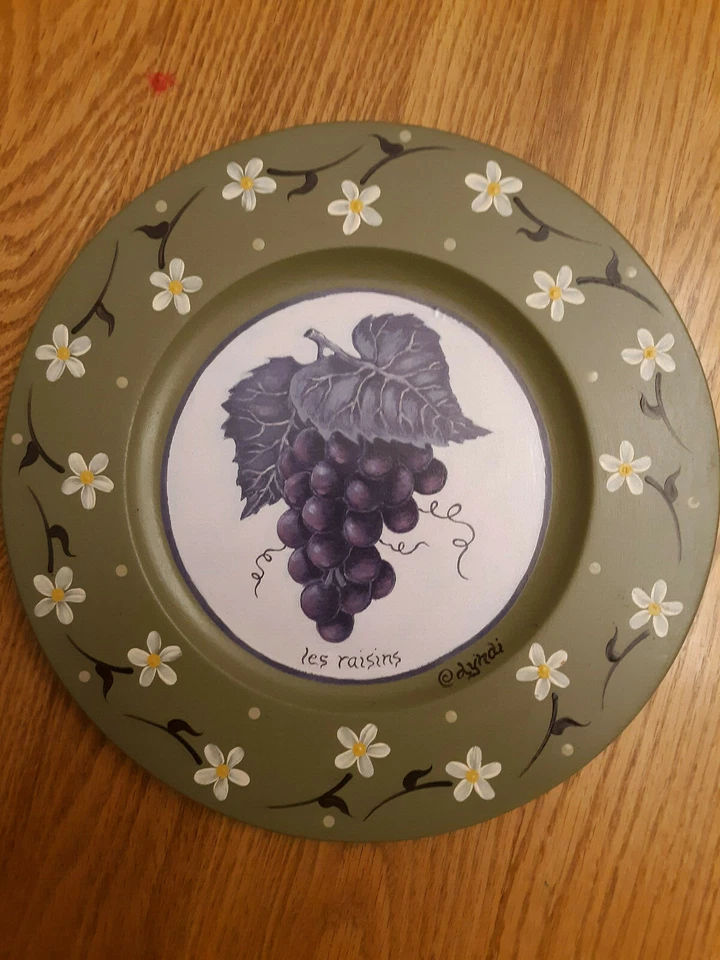 Juego de platos de fruta franceses de madera decorativos pintados a mano  Foto 3 de 4