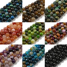 5 Strands 12mm Round Faceted Natural Banded Agate Beads Strands Crafts 14.76''