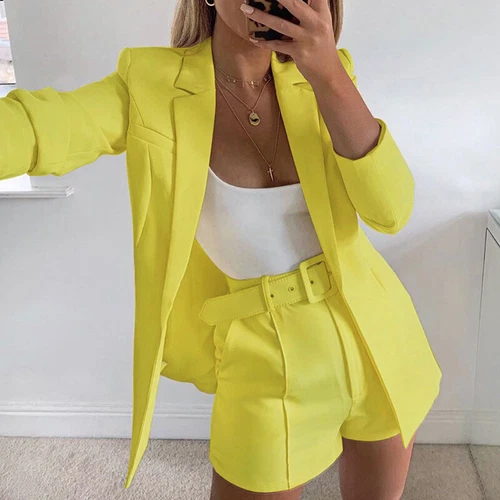 Ladies Formal Co-ord Jacket Coat+Shorts Work OL Blazer Suits Outfit 2025 New - Picture 5 of 24