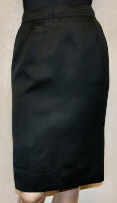 Courrèges vintage black rayon satin skirt size A Courreges