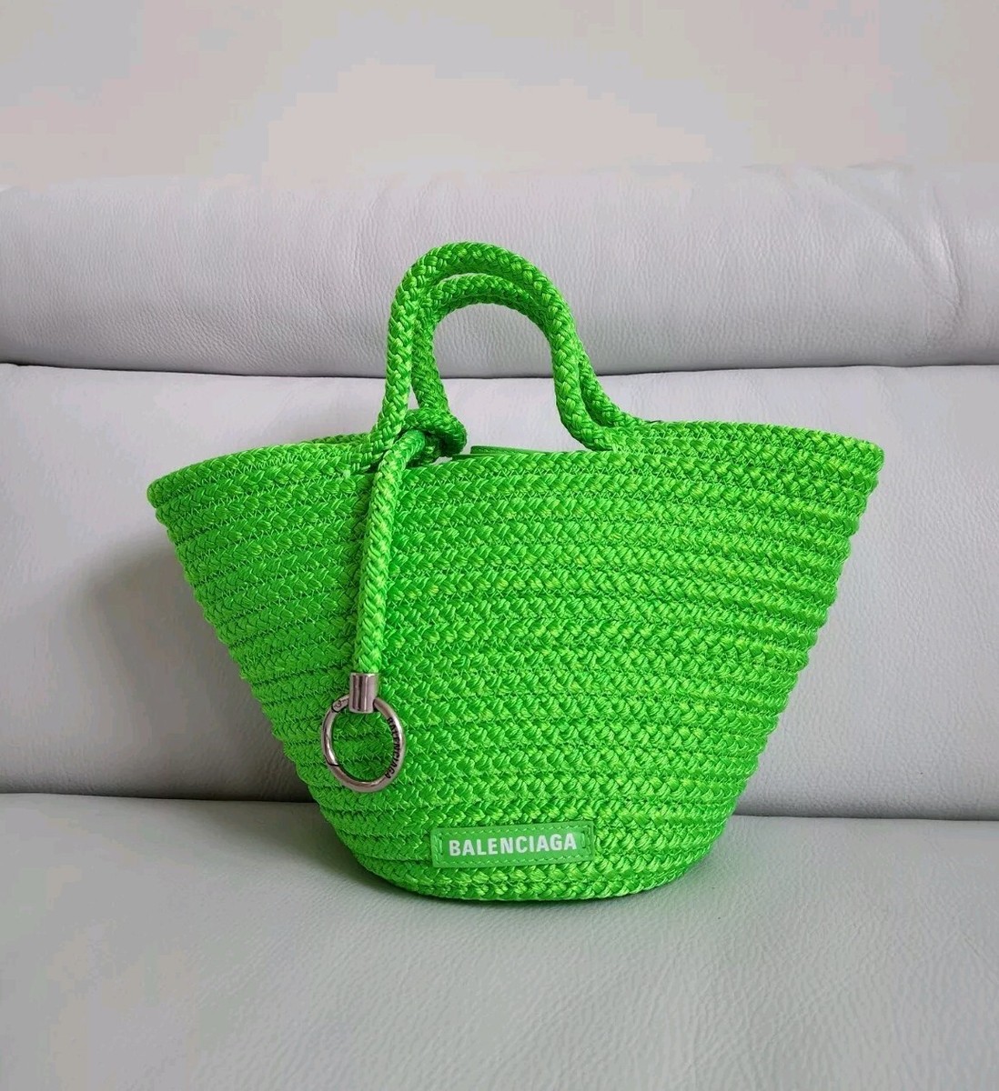 BALENCIAGA TOTE BAG SMALL IBIZA BASKET WOVEN RAFFIA BEACH