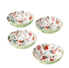Four (4) Pioneer Woman ~ Stoneware ~ PAINTED MEADOW ~ 7.28" Pasta Bowls ~ Floral