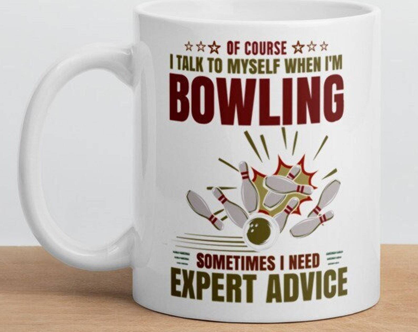 Expert Bowling Advice Funny White Glossy Coffee Tea Drinking Mug Cup