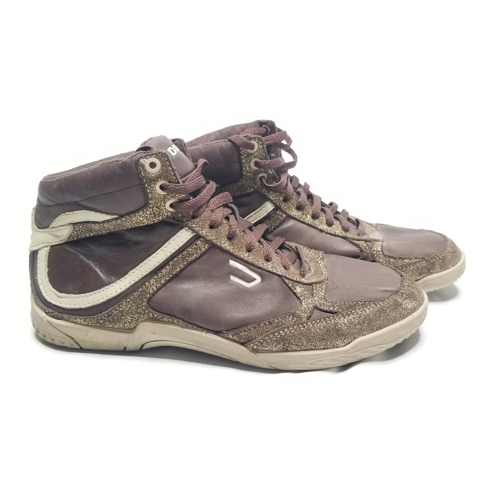 DIESEL Brown Gold Sneakers, Men's Sz 8 