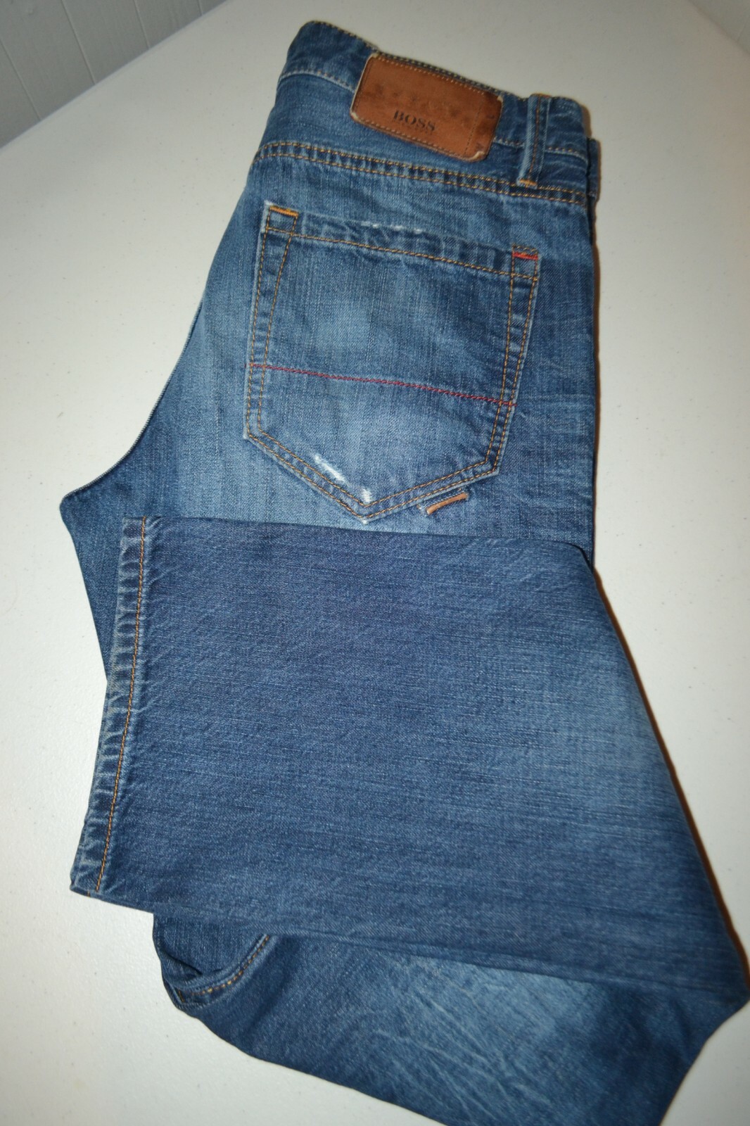 Hugo Boss Men's Edge Straight Fly Button Blue Denim Jeans Sz 31x34