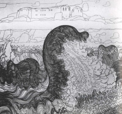 Waves, Creative Force : Wenzel Hablik : 1909 : Archival Art Print