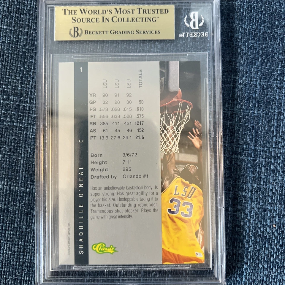1992-93 Classic 4 Sport #1 Shaquille O'Neal BGS 9.5 Get Mint!! Graded Card NBA - Image 2 of 2