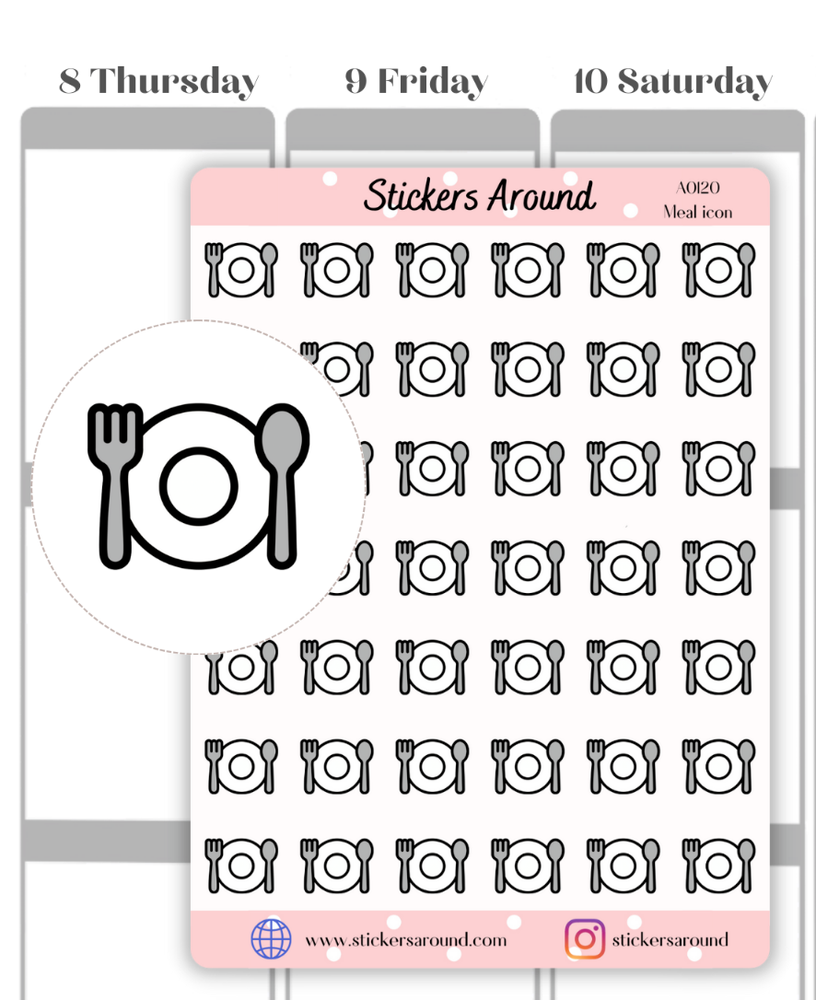 Meal Icon Planner Sticker,  Meal Plan, Meal Prep Stickers, Calendar and Journal