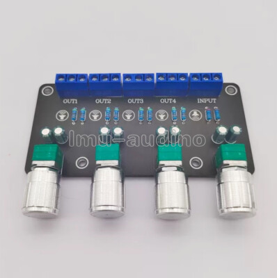 Audio Signal Splitter 1 in 4 Out Volume Independently Controls Multiple Signals