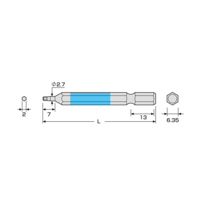 ANEX Color Screwdriver Hex Wrench Bit H2x65mm ACHX-2065 1pc JIS