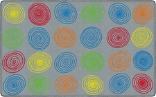 Flagship Carpets Circles Abstract Educational 7'6" x 12' Rectangular , Grey