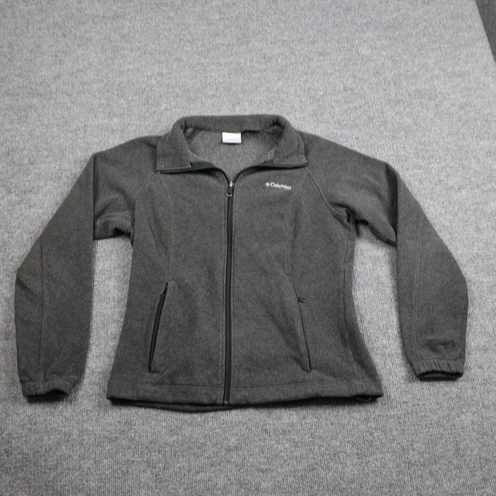 Columbia Jacket Womens Medium Gray Fleece Full Zip Pockets Outdoor Hiking WL6439