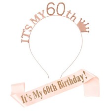 MGJSRNH Headband and Sash, 60th Birthday 1.0, 60th-headpiece Sash Set
