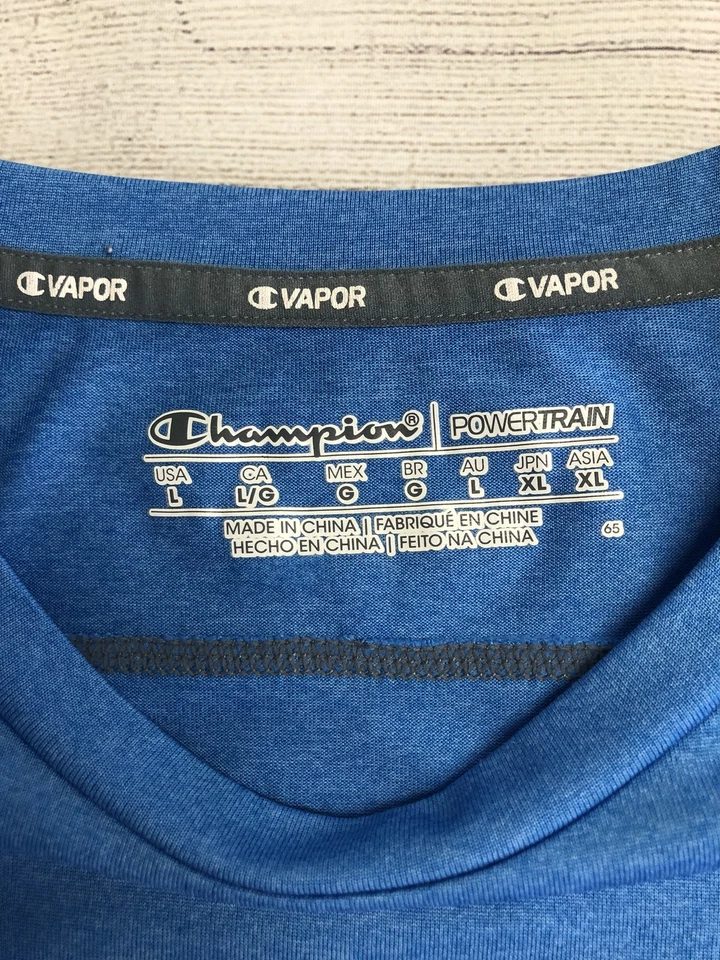 Camisa Champion Powertrain Vapor Para Hombre Grande Azul Atlética Manga Larga Rendimiento Foto 4 de 4