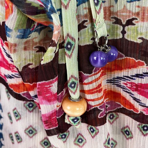 Zara Wide Leg Ikat Print Pants Women's Size S Multicolor Sheer NWT - Picture 5 of 18